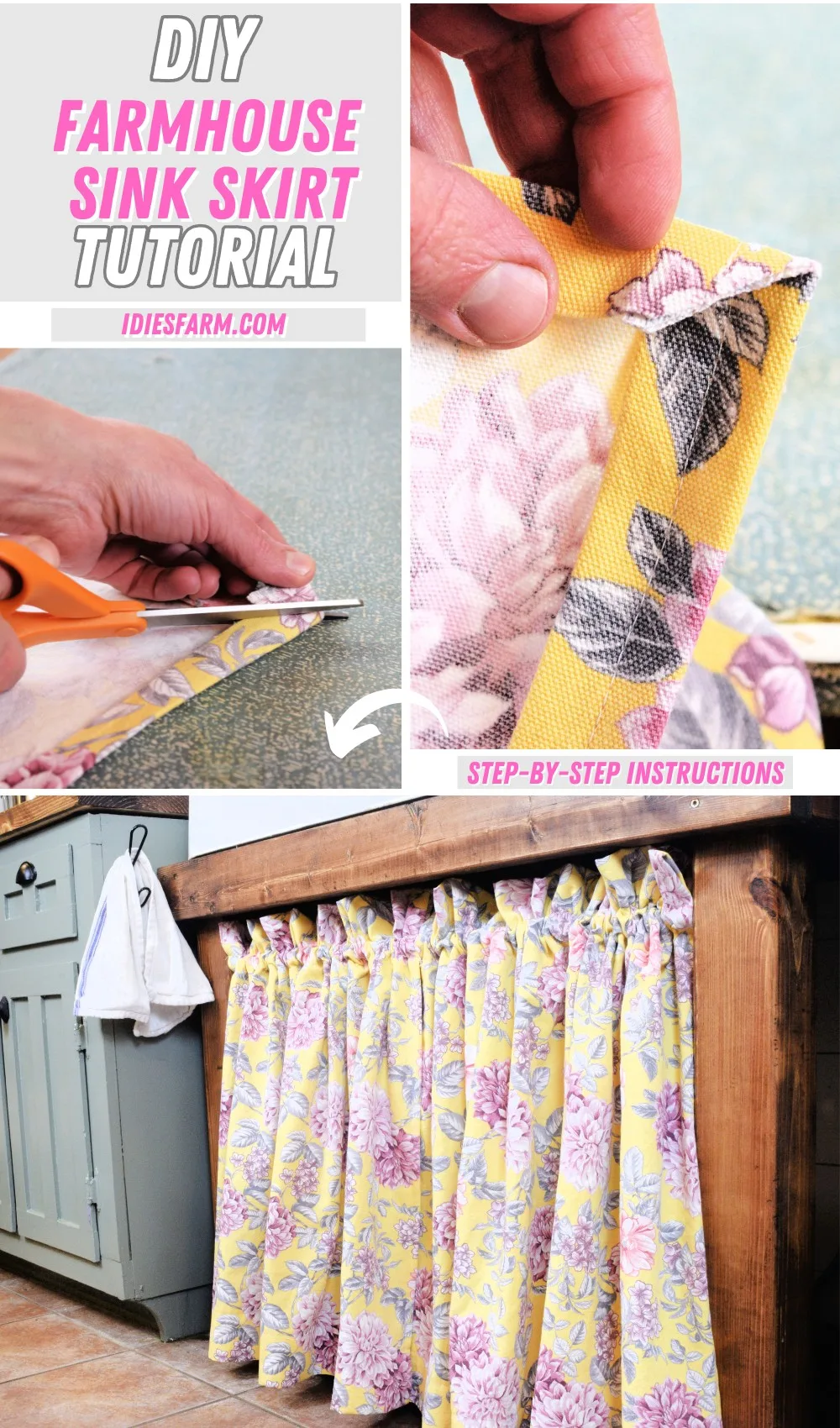 How To Make An Easy DIY Sink Skirt For Your Home - Idie's Farm