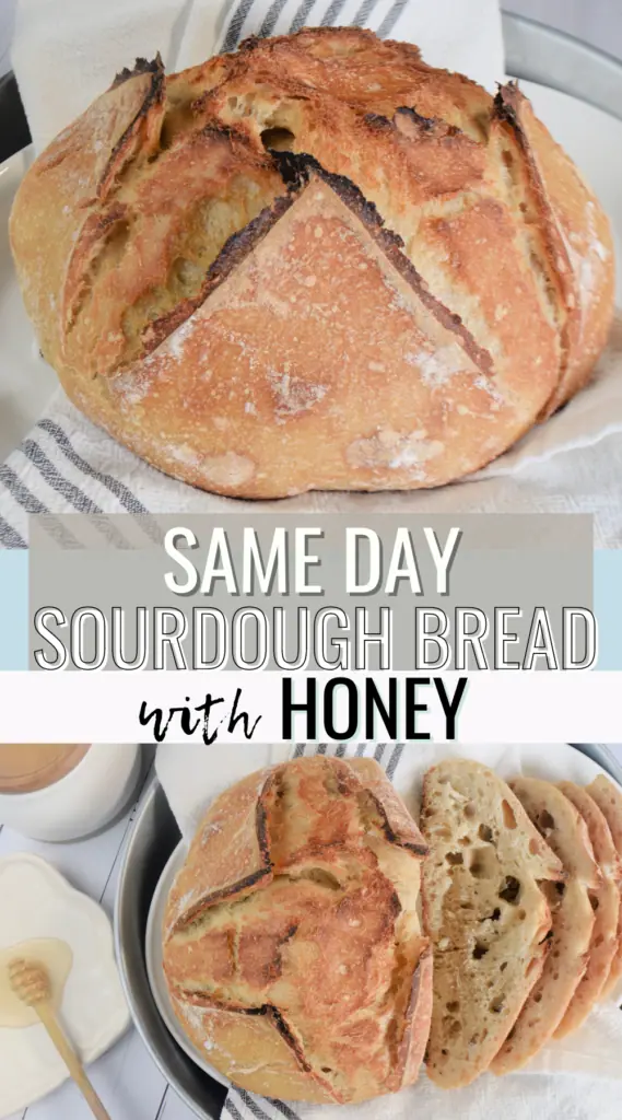 Fresh sourdough made for Easy Same Day Honey Artisan Sourdough Bread Recipe.