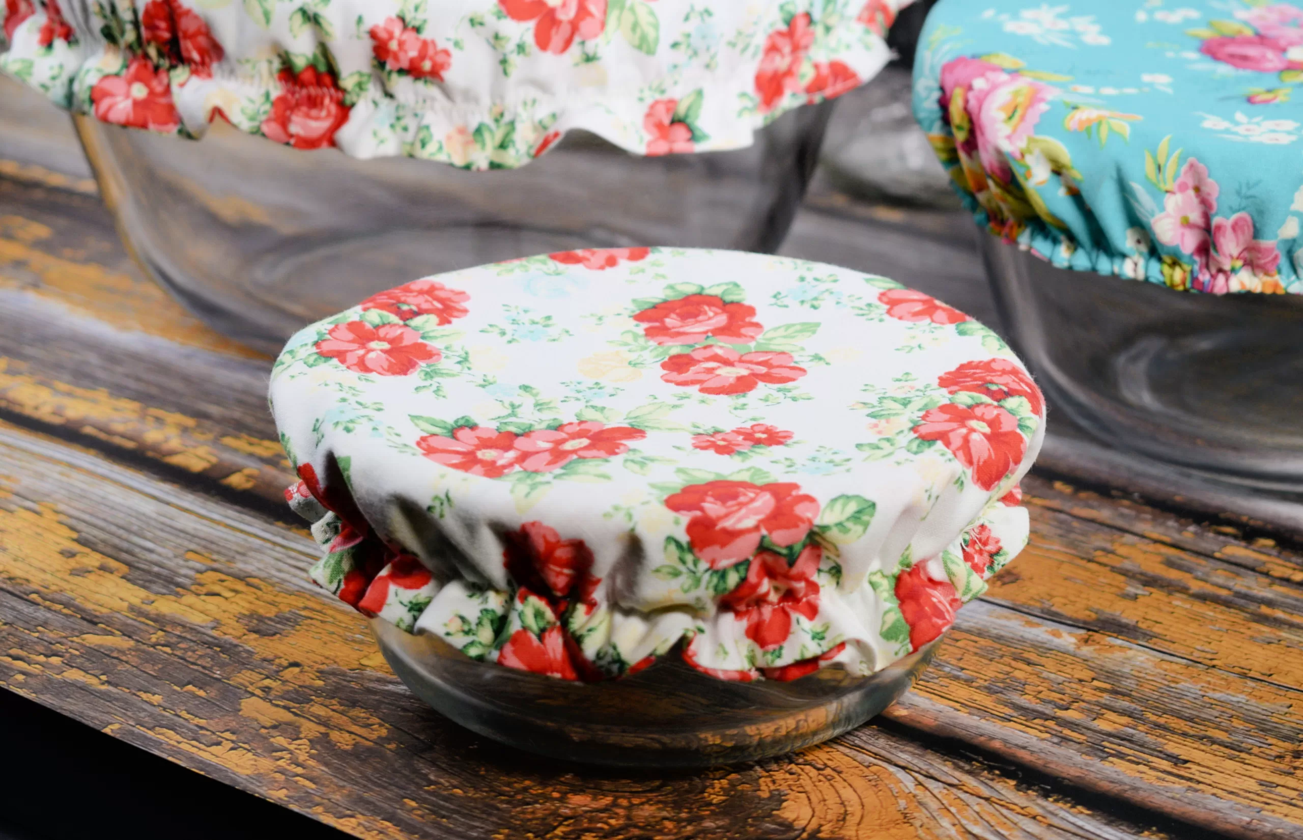 Covered Bowls for Easy Tutorial on How to Sew Reusable Bowl Covers.