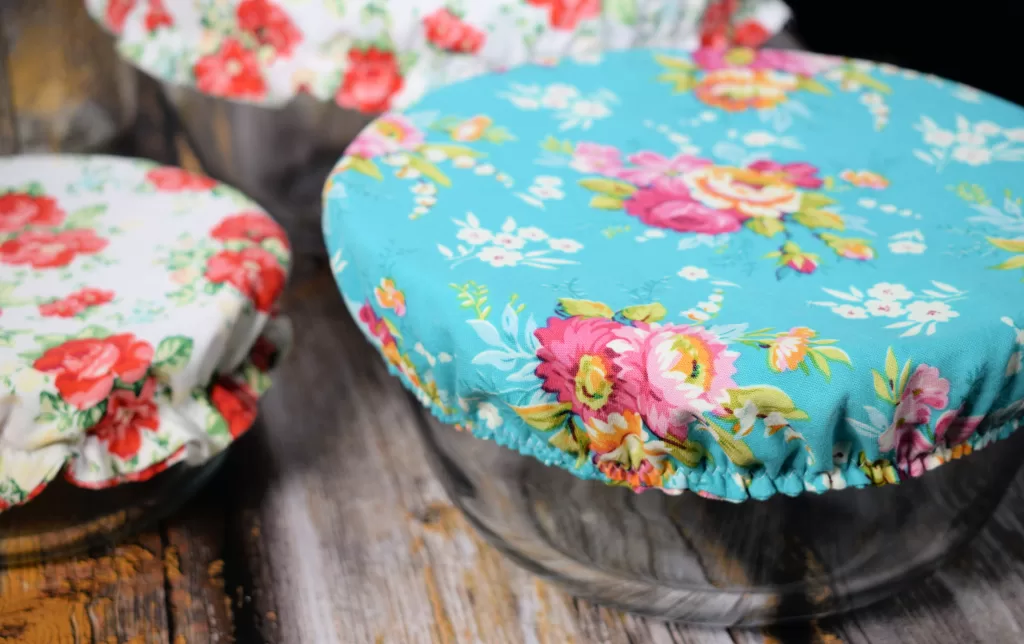 Covered Bowls for Easy Tutorial on How to Sew Reusable Bowl Covers.