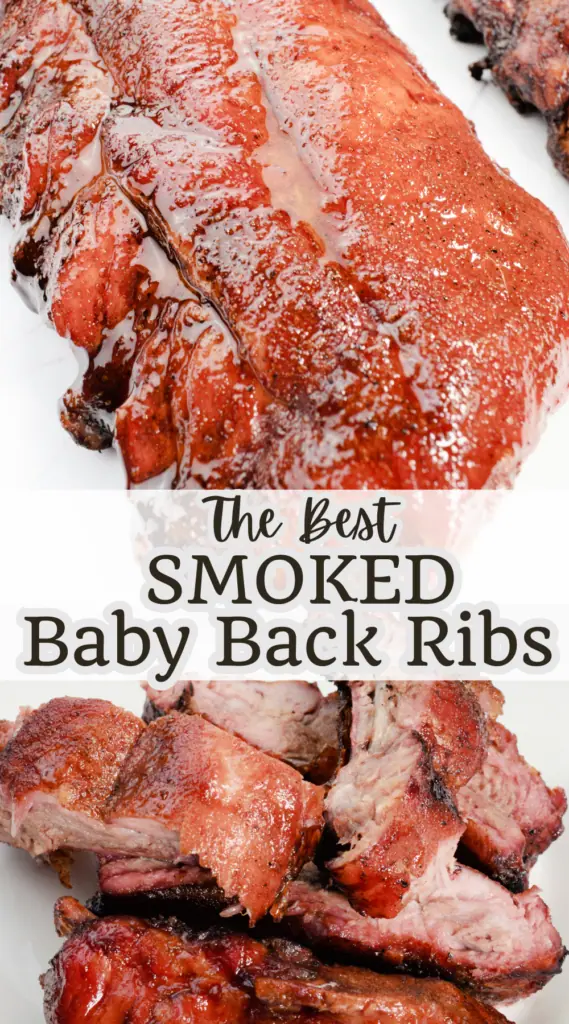 Cooked Ribs on a white white plate for The Best Award Winning Smoked Baby Back Ribs Recipe.
