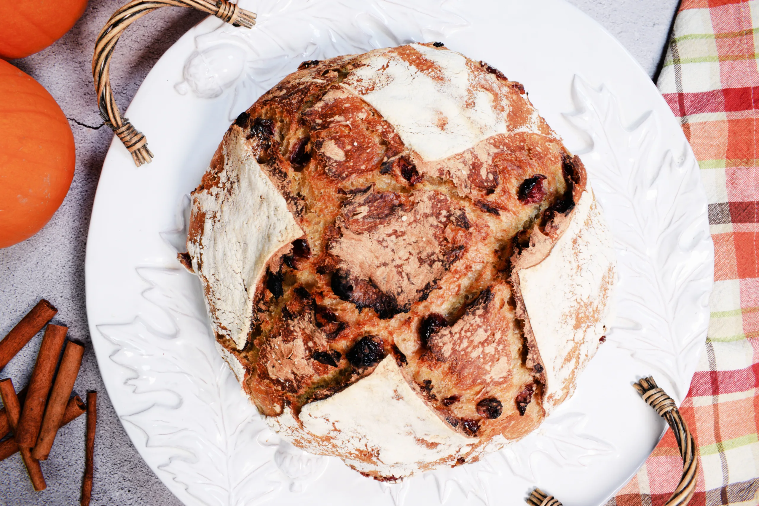 Baked sourdough bread for Pumpkin Sourdough Bread Recipe with Cranberries.