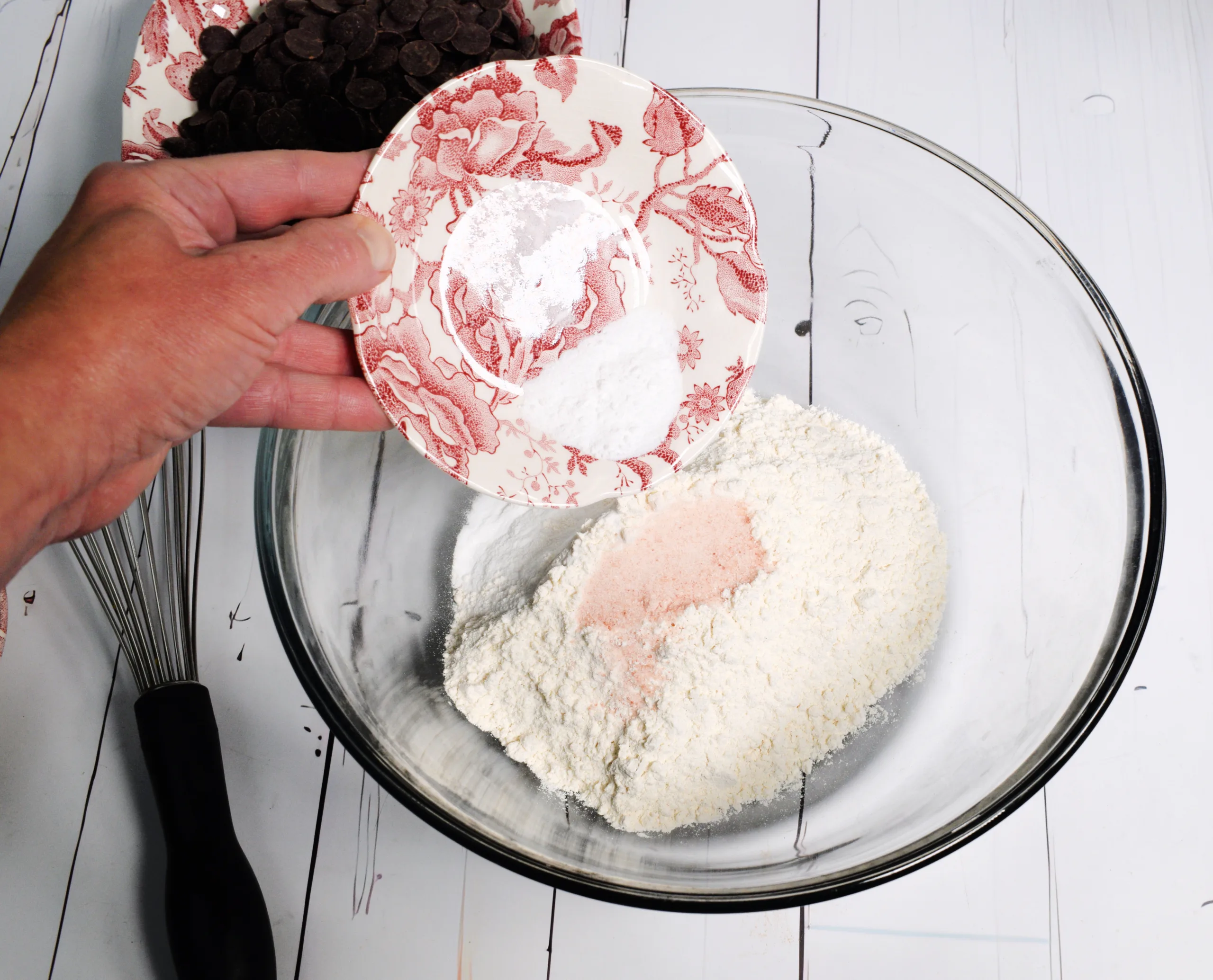 Mixing ingredients for The Best Sourdough Chocolate Chip Cookies Recipe.
