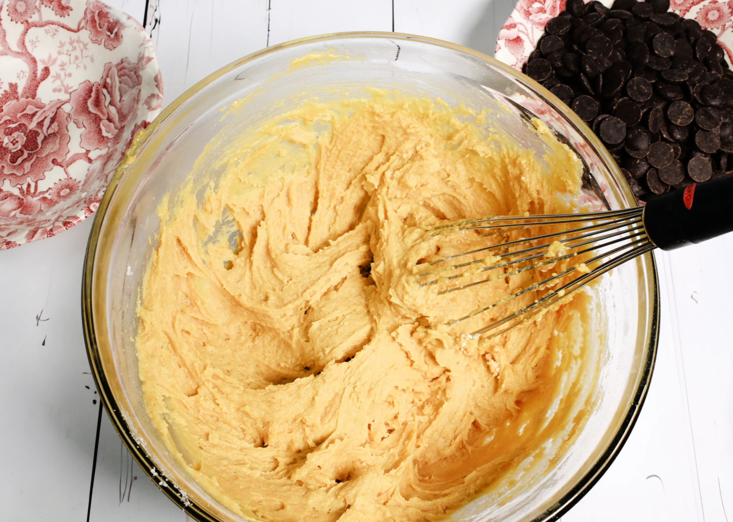Mixing the dry and wet ingredients for The Best Sourdough Chocolate Chip Cookies Recipe.