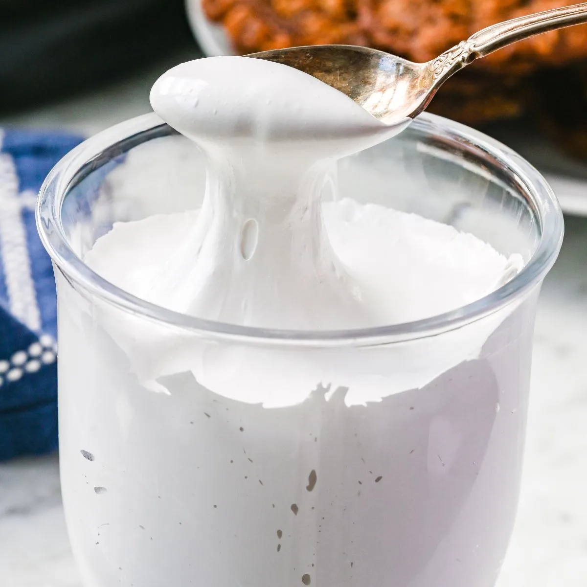 Creamy marshmallow fluff in glass