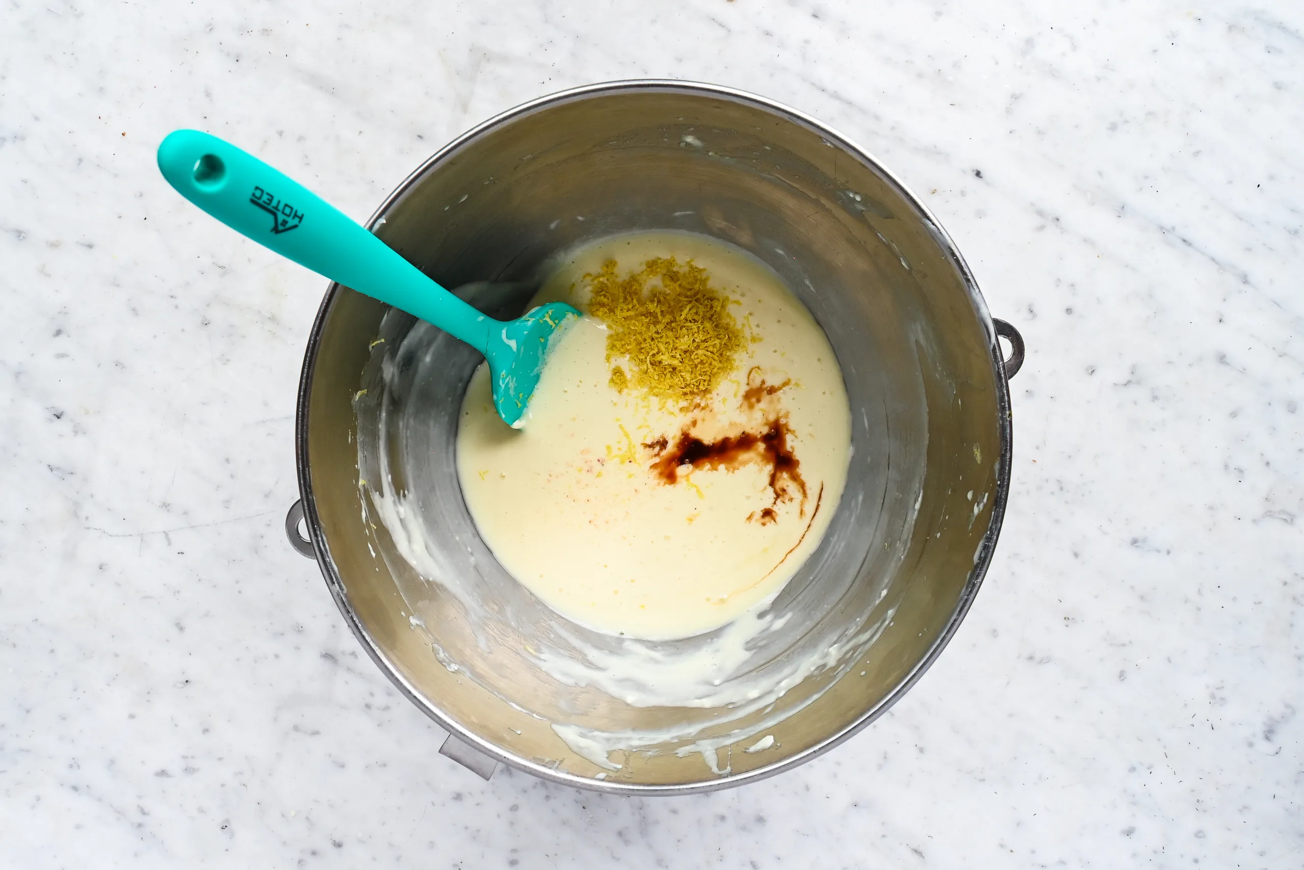 Lemon zest, vanilla, and salt added to the lemon icebox pie filling.
